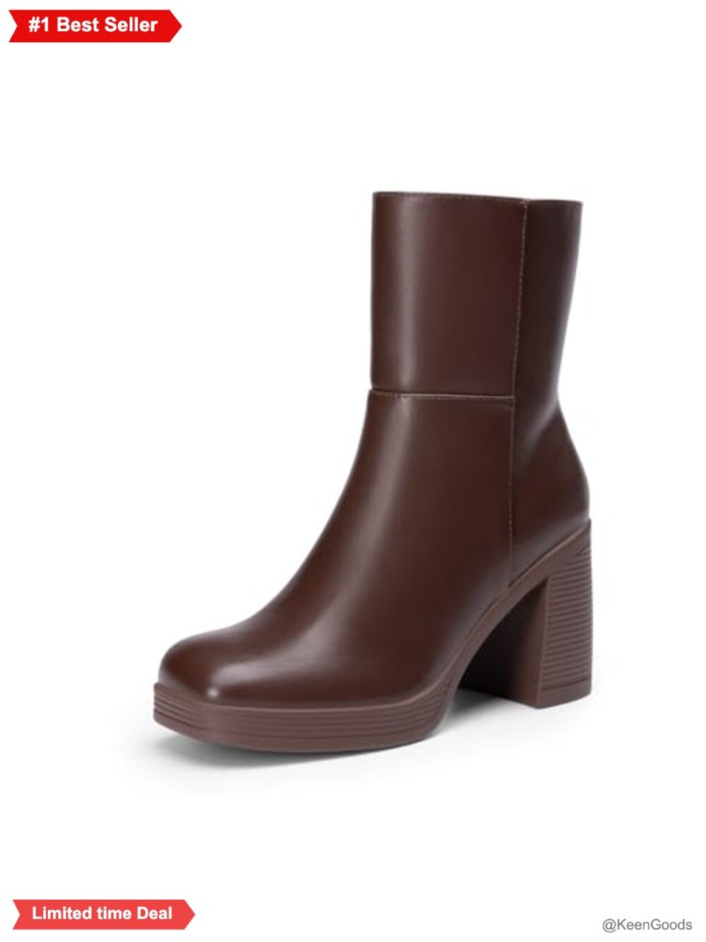 Women's Square Toe Platform Gogo Ankle Boots with Chunky Heel